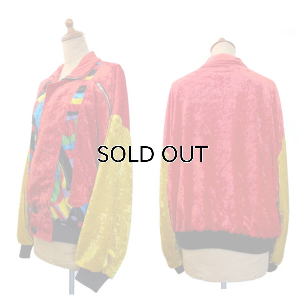 画像2: 1980's  Europe Velour Riders Style Crazy Pattern Jacket     size  M (表記 L) (2)