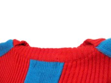 画像5: 1990's "VIBES" Crew Neck Colorful Line Acrylic Knit Sweater  RED   size  L ~ (表記 L) (5)
