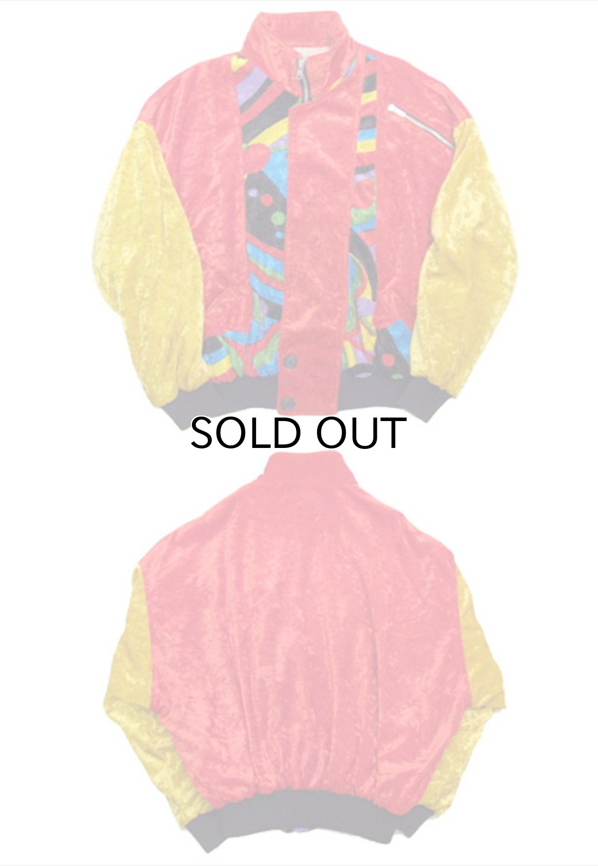 画像4: 1980's  Europe Velour Riders Style Crazy Pattern Jacket     size  M (表記 L) (4)