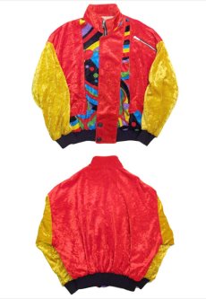 画像4: 1980's  Europe Velour Riders Style Crazy Pattern Jacket     size  M (表記 L) (4)