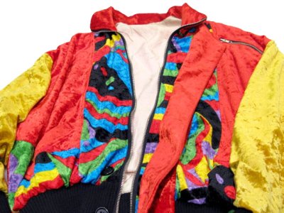 画像3: 1980's  Europe Velour Riders Style Crazy Pattern Jacket     size  M (表記 L)