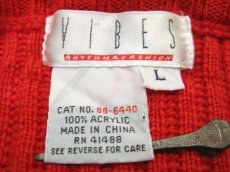 画像4: 1990's "VIBES" Crew Neck Colorful Line Acrylic Knit Sweater  RED   size  L ~ (表記 L) (4)