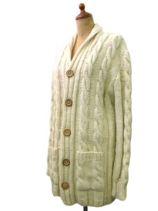 画像2: Shawl Collar Fisherman Cardigan  Natural   size  S - M  (表記 無し) (2)