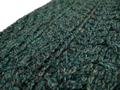 画像1: "Carraig Donn" Aran Knit Pullover Sweater  DARK GREEN   size  S - M  (表記 S)