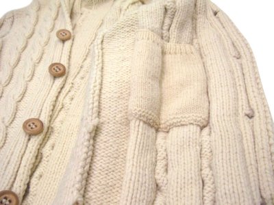 画像2: Shawl Collar Fisherman Cardigan  Natural   size  S - M  (表記 無し)