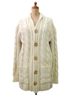 画像1: Shawl Collar Fisherman Cardigan  Natural   size  S - M  (表記 無し) (1)