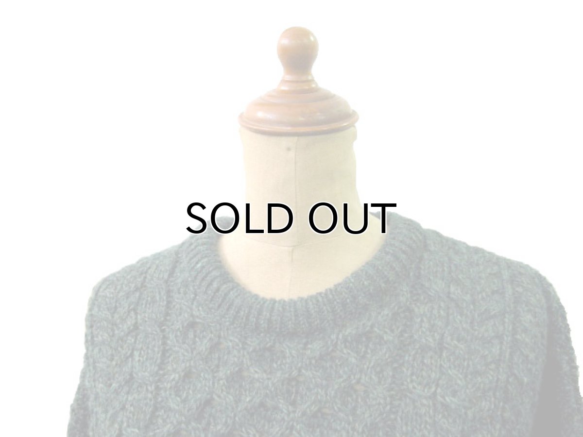 画像3: "Carraig Donn" Aran Knit Pullover Sweater  DARK GREEN   size  S - M  (表記 S) (3)