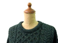 画像3: "Carraig Donn" Aran Knit Pullover Sweater  DARK GREEN   size  S - M  (表記 S) (3)