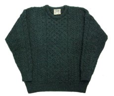 画像5: "Carraig Donn" Aran Knit Pullover Sweater  DARK GREEN   size  S - M  (表記 S) (5)