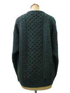 画像2: "Carraig Donn" Aran Knit Pullover Sweater  DARK GREEN   size  S - M  (表記 S) (2)