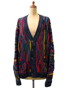 画像1: "COOGI" Multi Color Cotton Knit Cardigan made in Australia   size  M  (表記 M) (1)