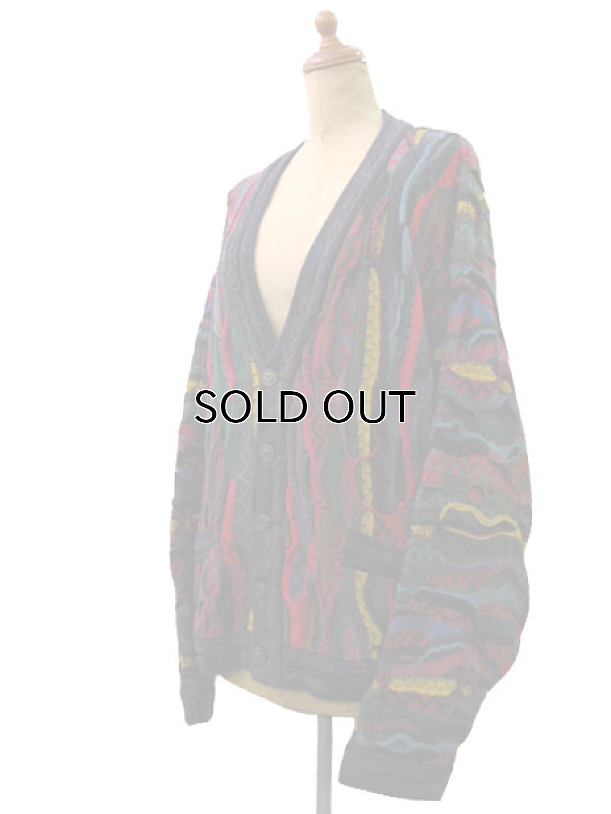 画像2: "COOGI" Multi Color Cotton Knit Cardigan made in Australia   size  M  (表記 M) (2)
