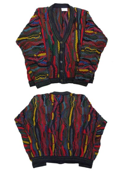 画像1: "COOGI" Multi Color Cotton Knit Cardigan made in Australia   size  M  (表記 M)