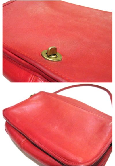 画像1: 1970's OLD COACH Leather Shoulder Bag 　RED　 made in NEW YORK USA