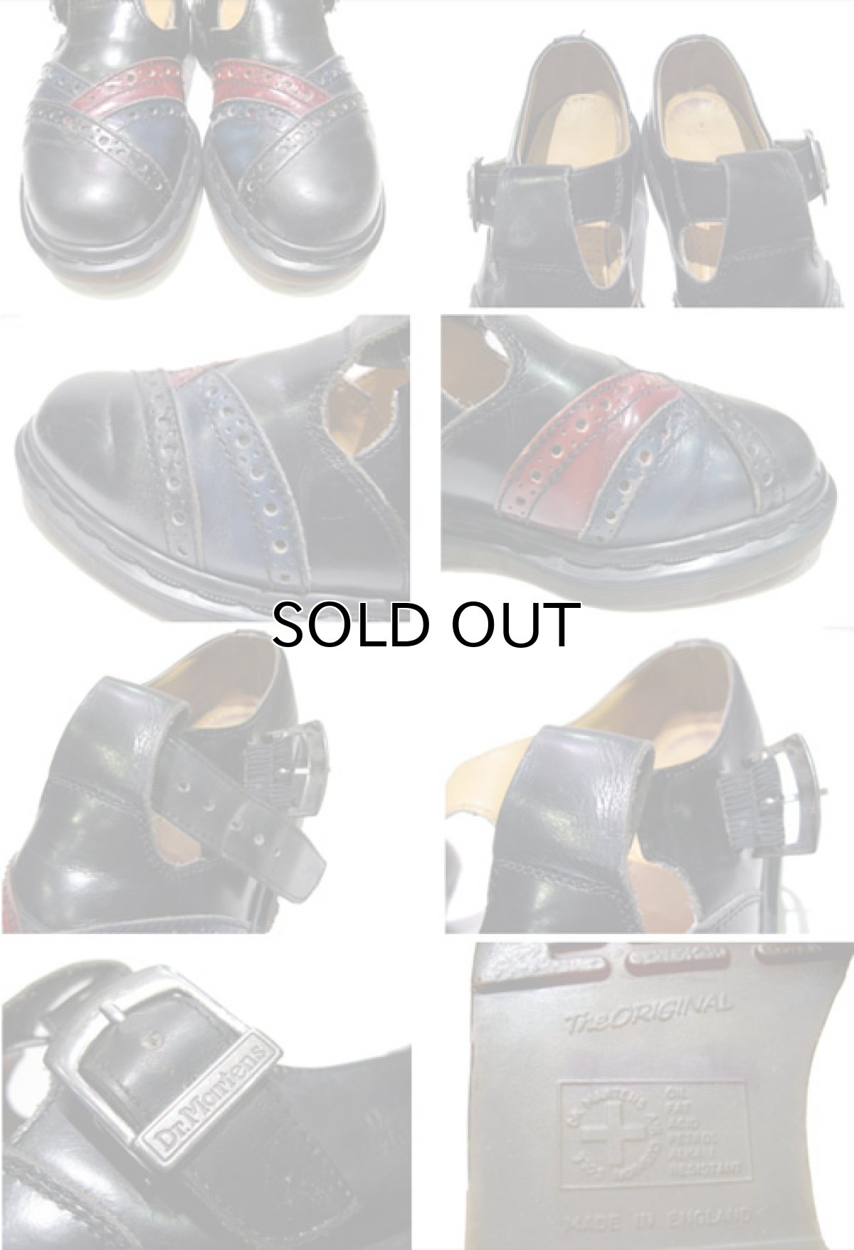 画像5: "Dr.Martens" Monk Strap Leather Boots BLACK/RED/BLUE  made in England  size UK 4  ( US 5 / 23 cm ) (5)