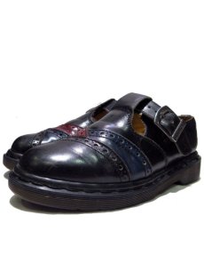 画像1: "Dr.Martens" Monk Strap Leather Boots BLACK/RED/BLUE  made in England　 size UK 4  ( US 5 / 23 cm ) (1)