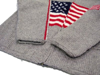 画像2: "TEJIDOS" 100% WOOL US FLAG ZIP UP KNIT　Grey　size L (表記なし)