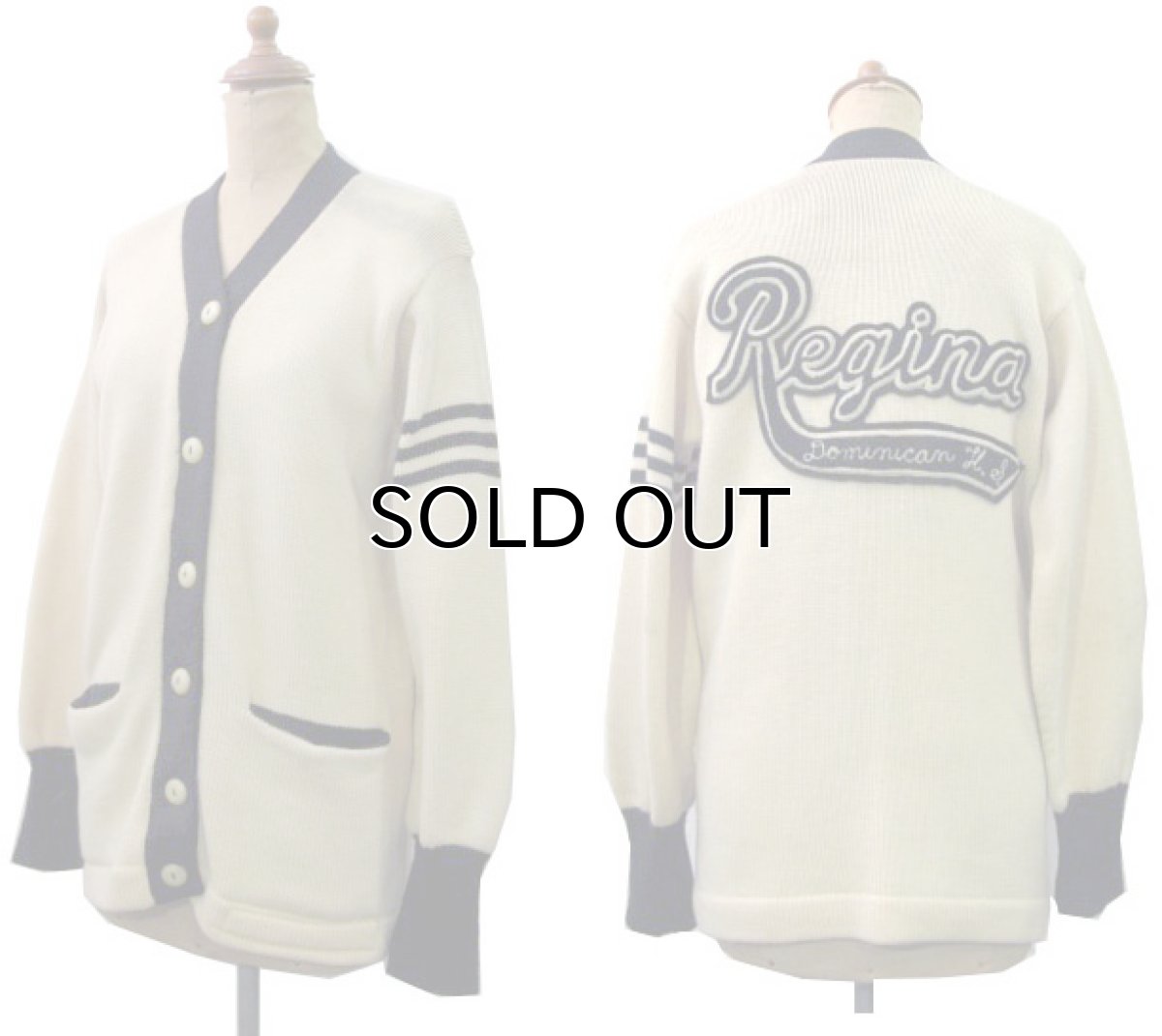 画像2: 1950's "LOGAN" Lettered Cardigan  NATURAL X BLACK　size S (表記 なし) (2)