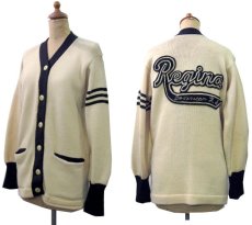 画像2: 1950's "LOGAN" Lettered Cardigan  NATURAL X BLACK　size S (表記 なし) (2)