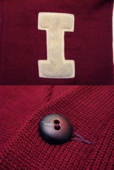 画像4: 1950's "LASLEY KNITTING CO." Lettered Cardigan BURGUNDY　size M (表記 なし) (4)