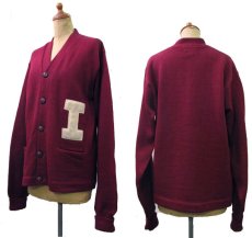 画像2: 1950's "LASLEY KNITTING CO." Lettered Cardigan BURGUNDY　size M (表記 なし) (2)