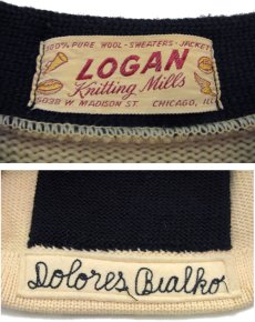 画像4: 1950's "LOGAN" Lettered Cardigan  NATURAL X BLACK　size S (表記 なし) (4)