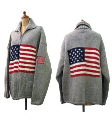 画像2: "TEJIDOS" 100% WOOL US FLAG ZIP UP KNIT　Grey　size L (表記なし) (2)