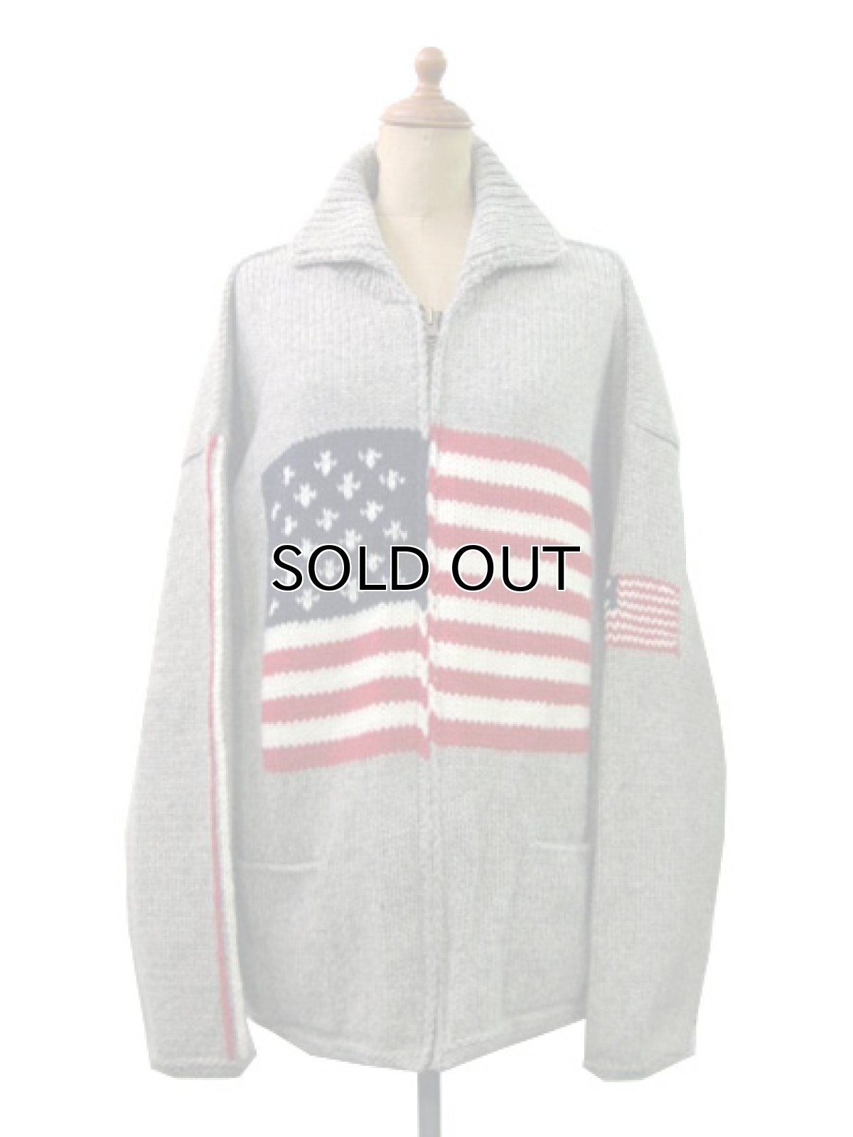 画像1: "TEJIDOS" 100% WOOL US FLAG ZIP UP KNIT　Grey　size L (表記なし) (1)