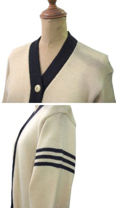 画像3: 1950's "LOGAN" Lettered Cardigan  NATURAL X BLACK　size S (表記 なし) (3)