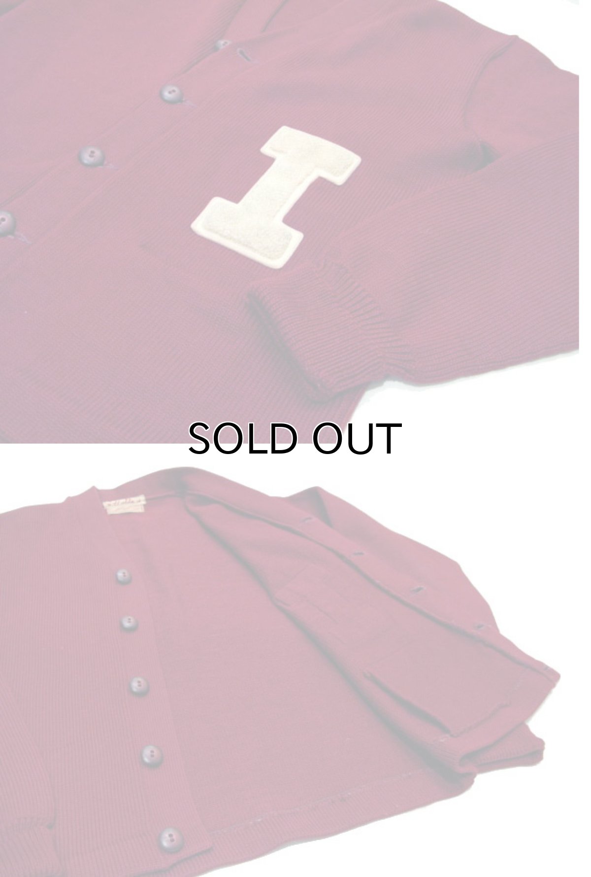 画像3: 1950's "LASLEY KNITTING CO." Lettered Cardigan BURGUNDY size M (表記 なし) (3)