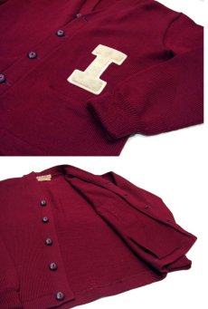 画像3: 1950's "LASLEY KNITTING CO." Lettered Cardigan BURGUNDY　size M (表記 なし) (3)