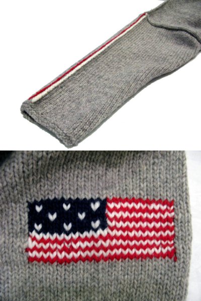 画像3: "TEJIDOS" 100% WOOL US FLAG ZIP UP KNIT　Grey　size L (表記なし)