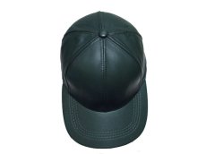 画像2: 1990's GREEN FAKE LEATHER CAP　DEAD STOCK (2)