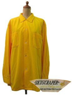 画像1: 1960's "SKYSCRAPER" Polyester Box Shirts 　Yellow　DEAD STOCK - one wash 　size L (表記 XL) (1)