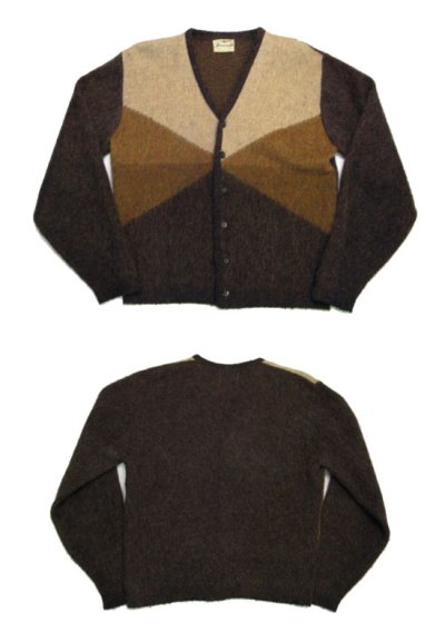 画像1: 1960's "Finecraft" Mohair Cardigan  BROWN　size S - M (表記 M)