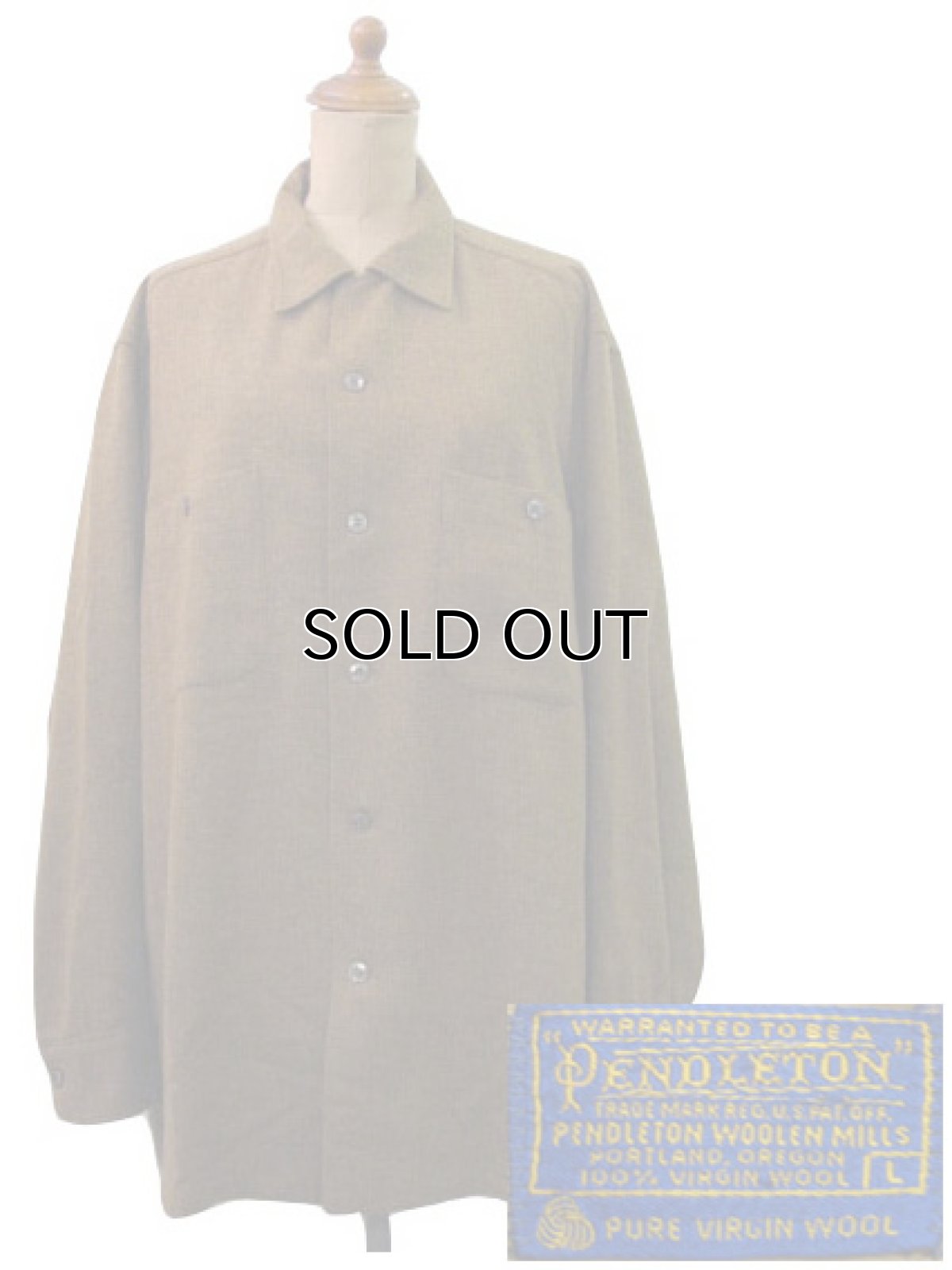 画像1: 1960's "Pendleton" L/S Wool Shirts  MUSTERED　size L  (表記 L) (1)