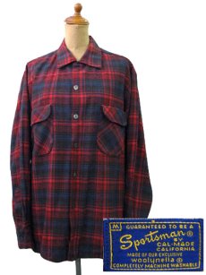 画像1: 1960's "Sportsman" Wool Check Shirts　size M  (表記 M) (1)