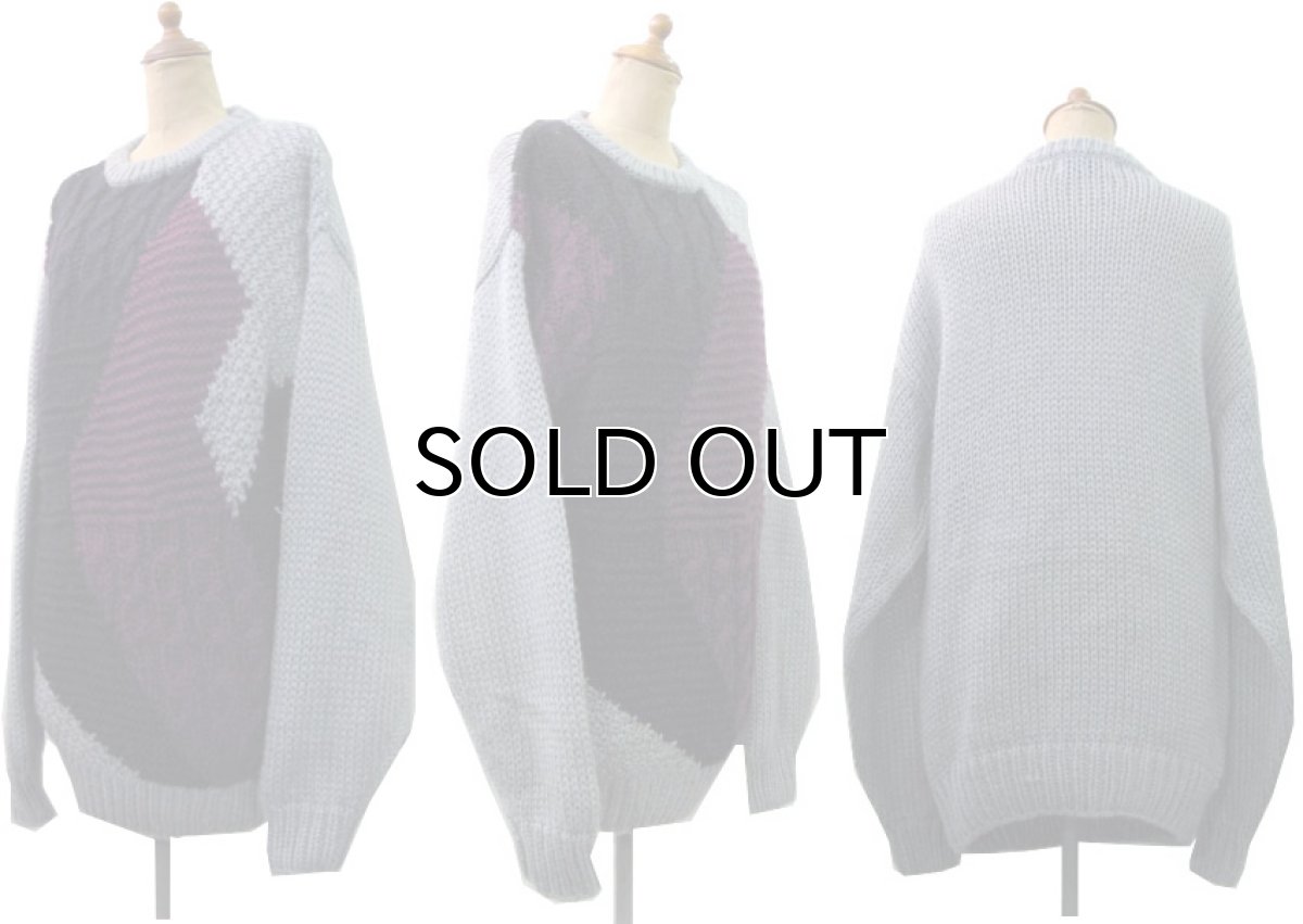 画像2: 1980's "FORUM" Design Pullover Sweater  GREY/BLACK/PURPLE　size L (表記 M) (2)