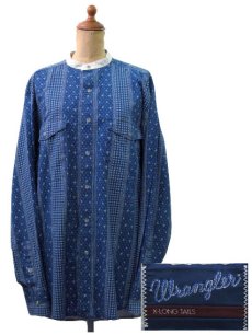 画像1: 1980's Wrangler No-Collar Shirts  "BANDANA"　size M - L  (表記 15 1/2) (1)
