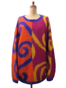 画像1: 1990's "THE LIMITED" Mohair Sweater "ぐるぐる"  総柄　size L (表記 M / L) (1)