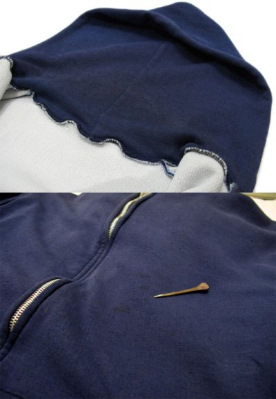 画像2: 1970's~ Double Face Zip Up Sweat Parka  NAVY　size M (表記 無し)