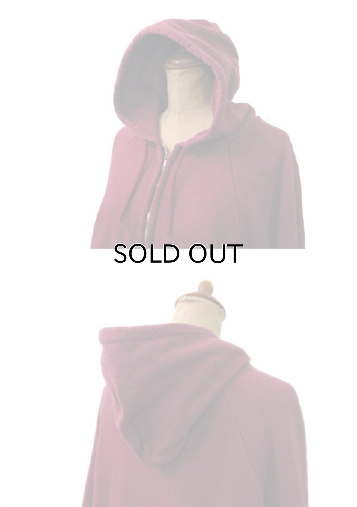 画像3: 1980's "IM SPORTS" Double Face Zip Up Sweat Parka  BURGUNDY　size M - L  (表記 L) (3)