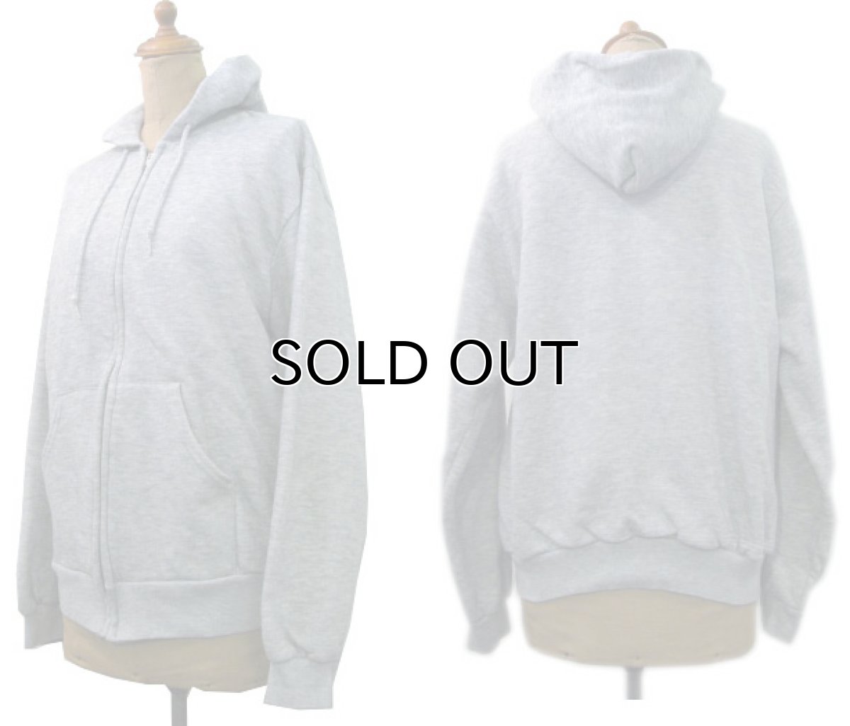 画像2: 1970's ~ "BASSETT WALKER" Double Face Zip Up Sweat Parka  LIGHT GREY size S - M (表記 M) (2)