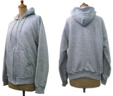 画像2: 1970's ~ "BASSETT WALKER" Double Face Zip Up Sweat Parka  LIGHT GREY　size S - M (表記 M) (2)