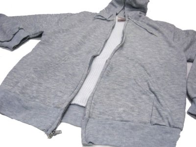 画像2: 1970's ~ "BASSETT WALKER" Double Face Zip Up Sweat Parka  LIGHT GREY　size S - M (表記 M)