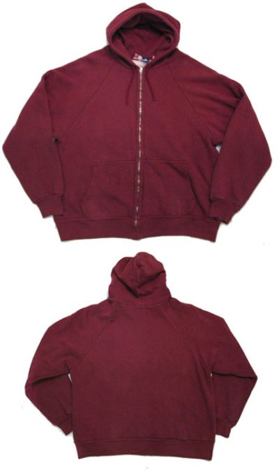 画像1: 1980's "IM SPORTS" Double Face Zip Up Sweat Parka  BURGUNDY　size M - L  (表記 L)