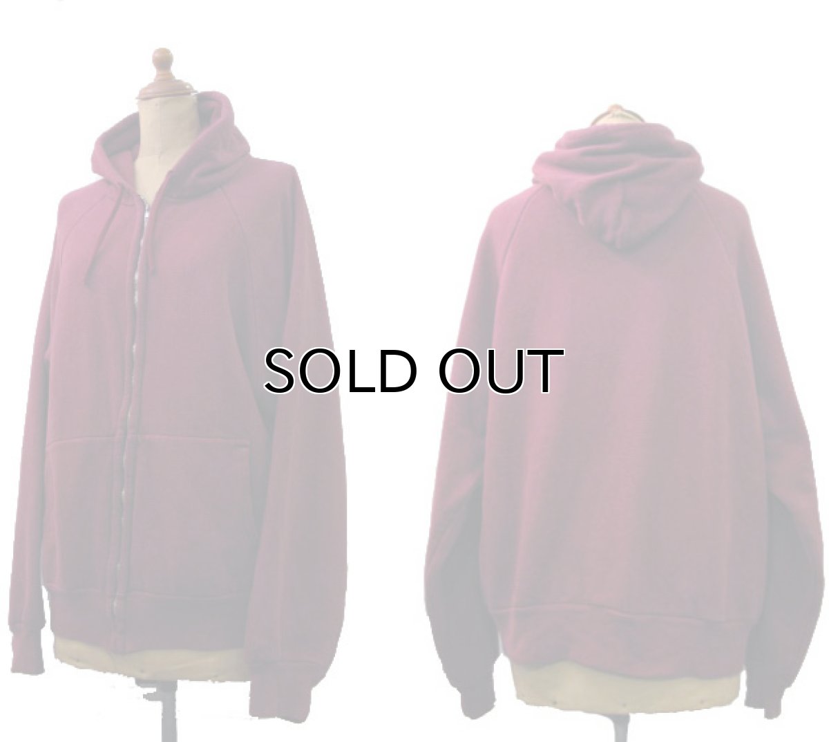 画像2: 1980's "IM SPORTS" Double Face Zip Up Sweat Parka  BURGUNDY　size M - L  (表記 L) (2)
