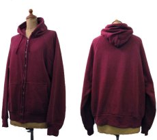 画像2: 1980's "IM SPORTS" Double Face Zip Up Sweat Parka  BURGUNDY　size M - L  (表記 L) (2)