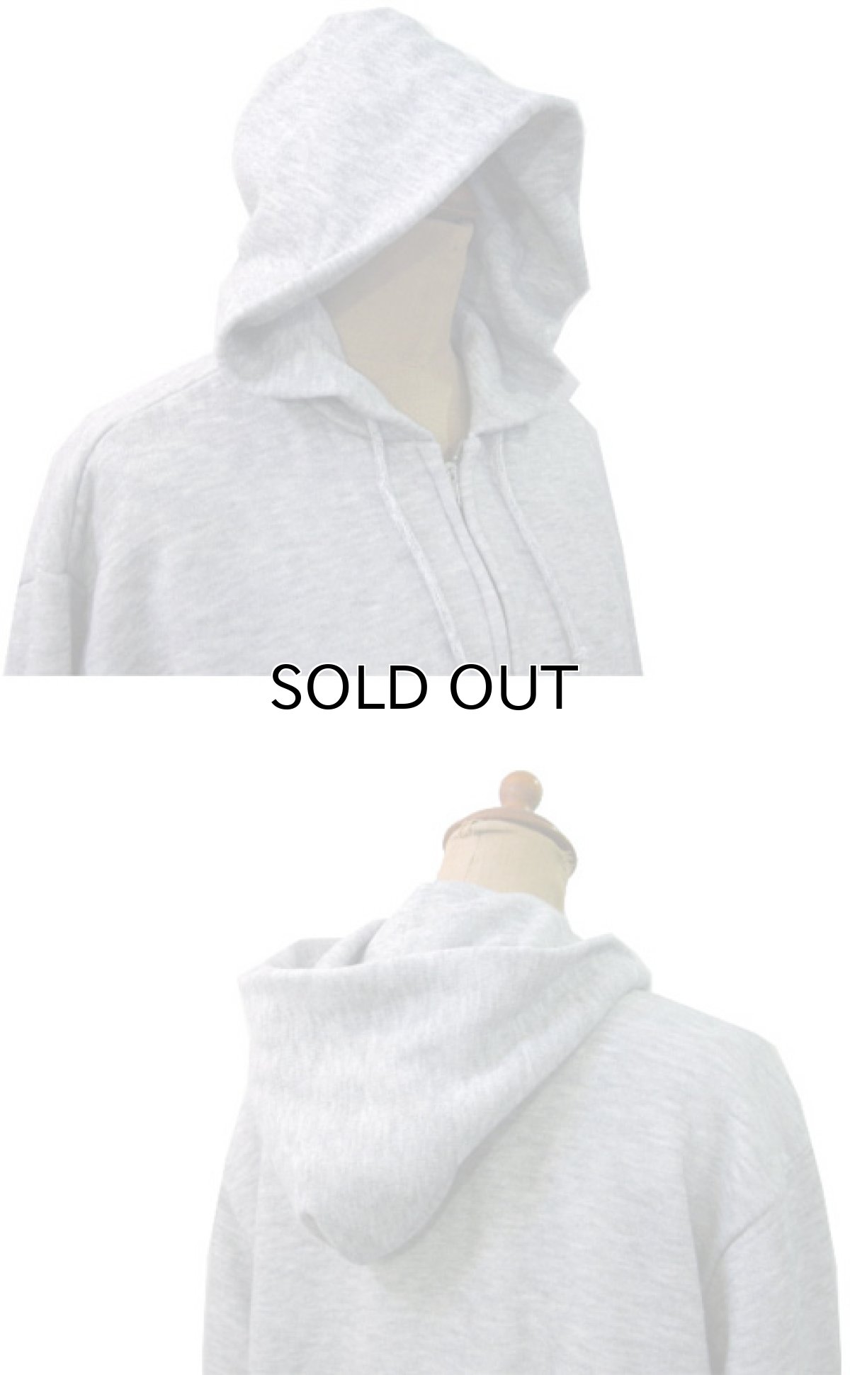 画像3: 1970's ~ "BASSETT WALKER" Double Face Zip Up Sweat Parka  LIGHT GREY size S - M (表記 M) (3)