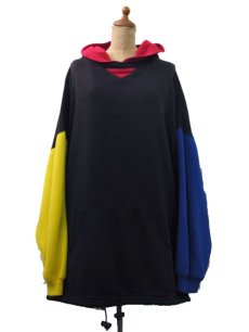 画像1: 1990's~ "VEBEZIA"  Multi Color Sweat Parka  BLACK/YELLOW/RED/BLUE　size XL ~ (表記 26/28) (1)